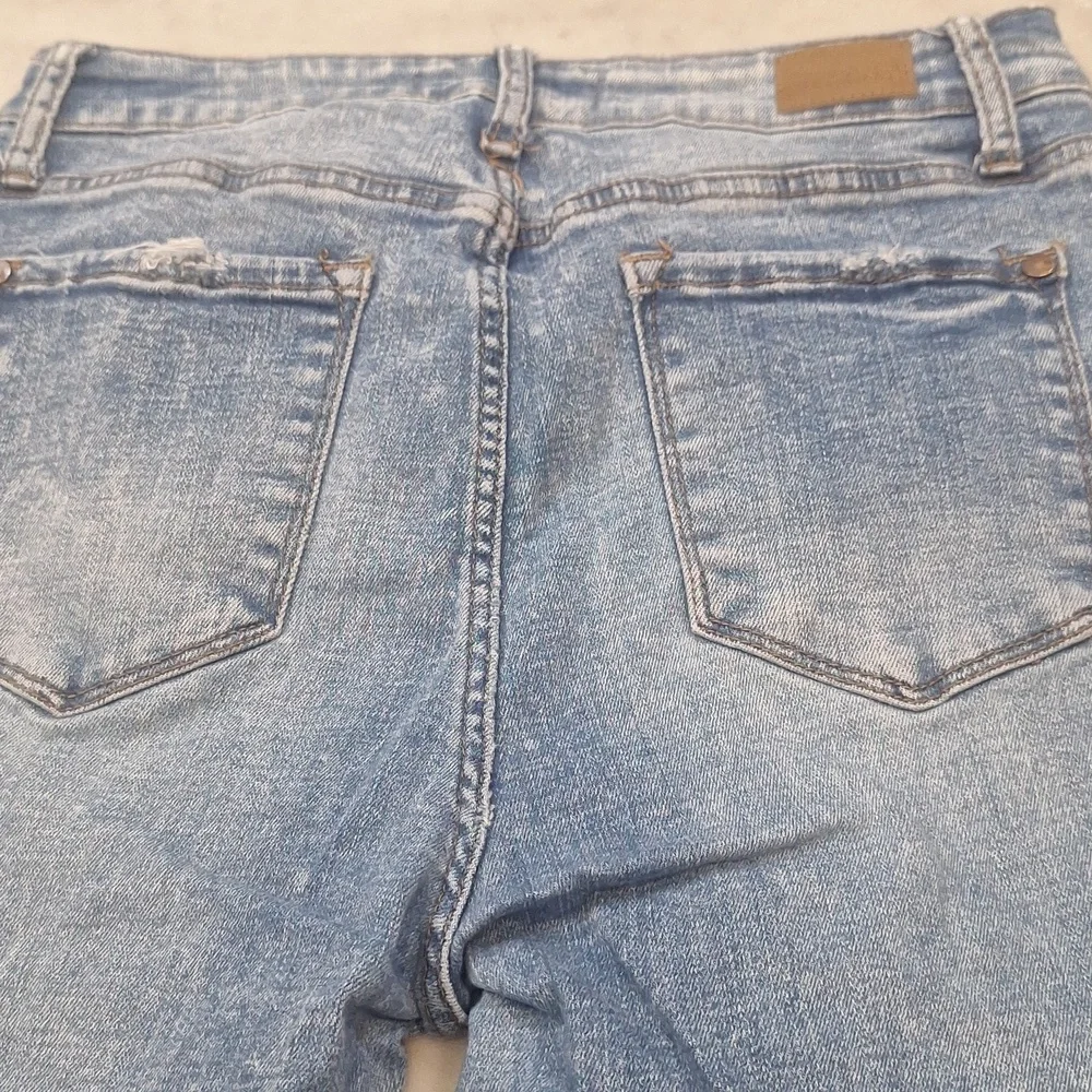 Judy Blue LtBlue Acid Washed Skinny High Rise Jeans Sz 9/29 80s Vibes Denim Slim
